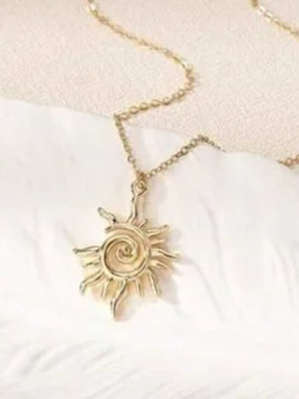 Gold Sun Spiral Pendant Necklace